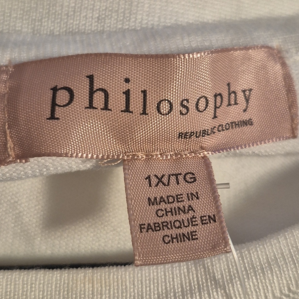 NWT PHILOSOPHY Crew Neck Striped Sweater w/Heart - XL - Picture 6 of 7